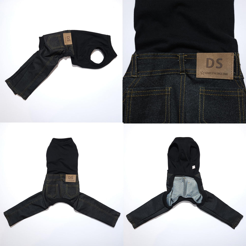 Doggystar ensemble denim pour lévrier italien, look coordonné et pratique.