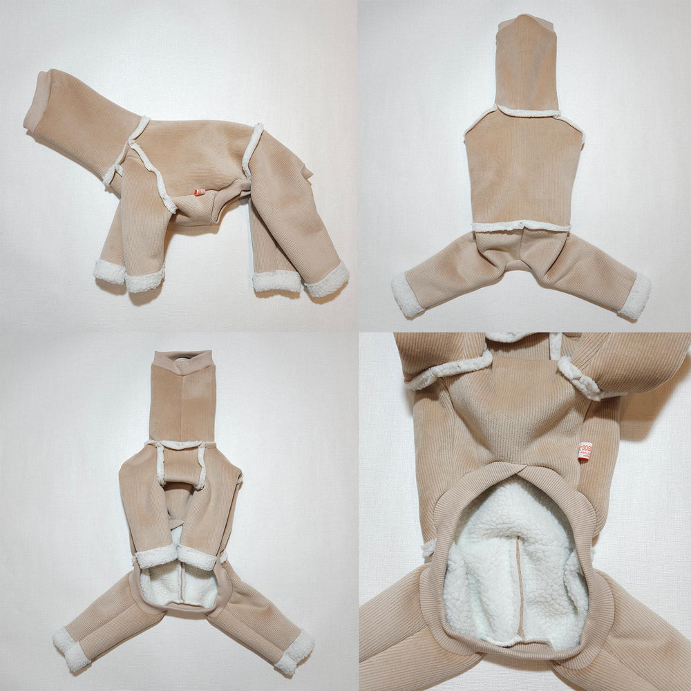 doggystar habillage hiver iggy corduroy beige : protection légère contre le vent et le froid.