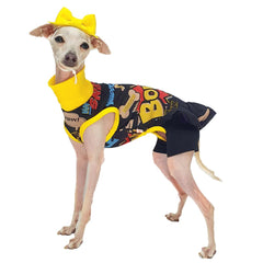 Doggystar legging pour lévrier italien avec noeud noir, confort et style.