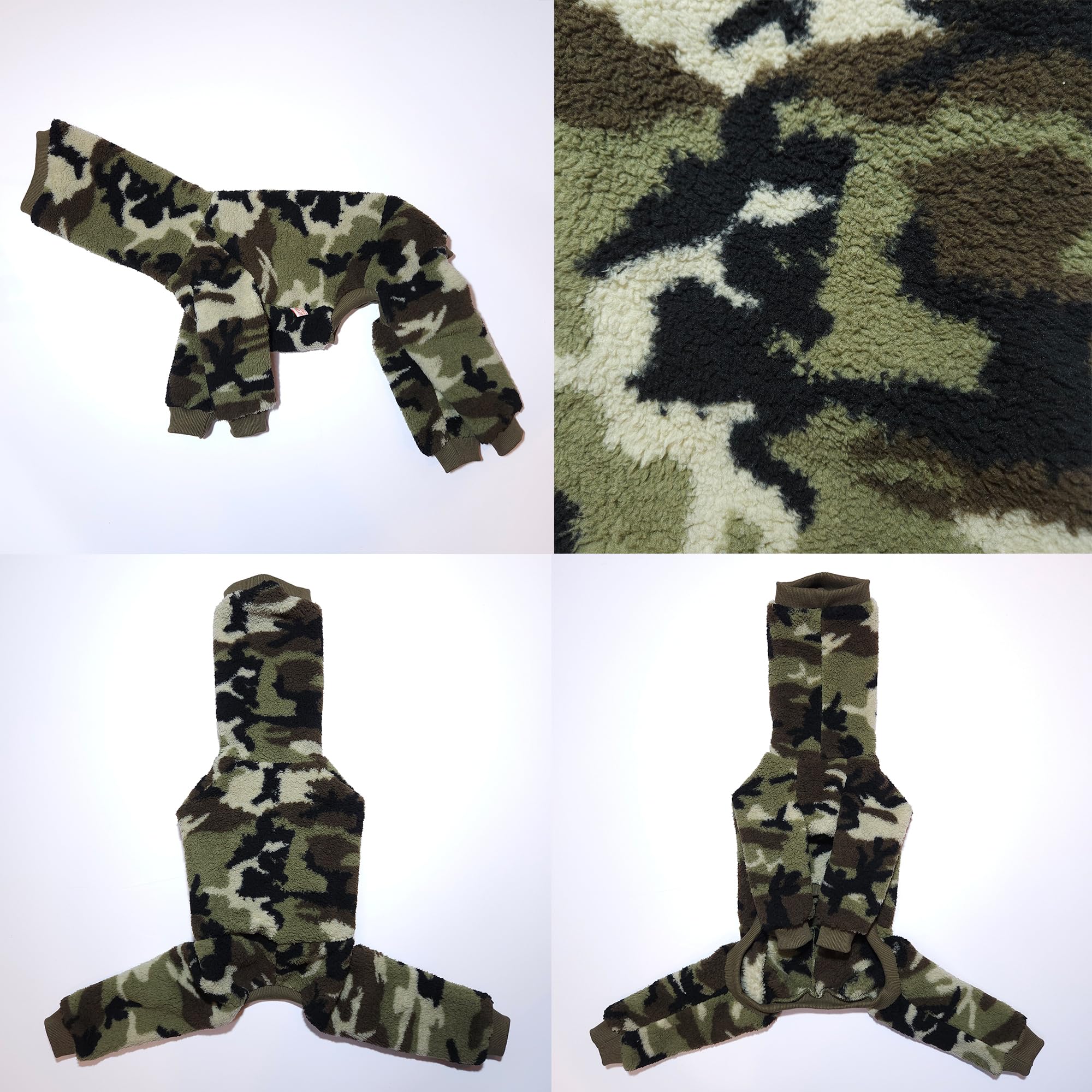 Pull doggystar pour ig chien, dos long, camouflage vert.