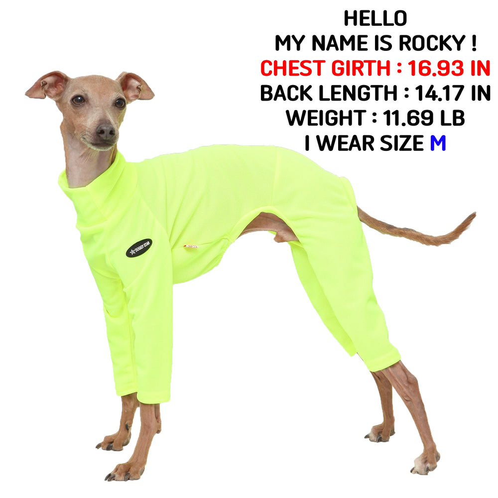 Tissu élastique de l’Onesie Doggystar pour un confort optimal pendant le jeu.