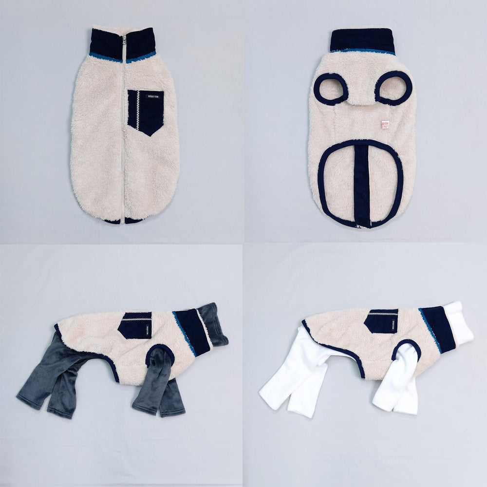 Doggystar veste zippe navy, coupe adaptée Italian Greyhound et Whippet.