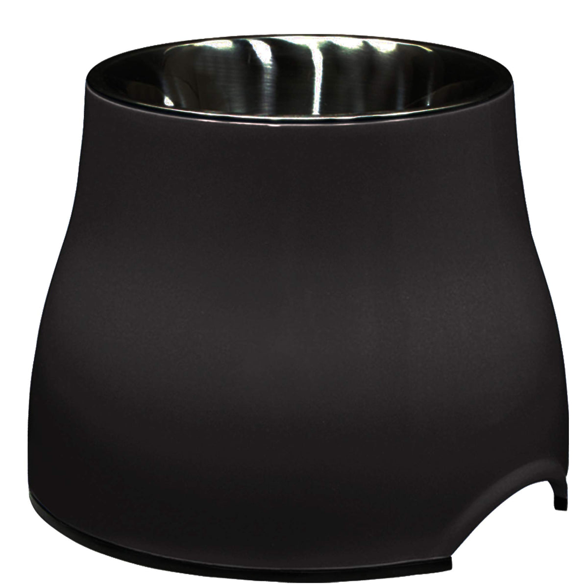 Bol Dogit surélevé en acier inox noir, conçu pour un repas à hauteur confortable.