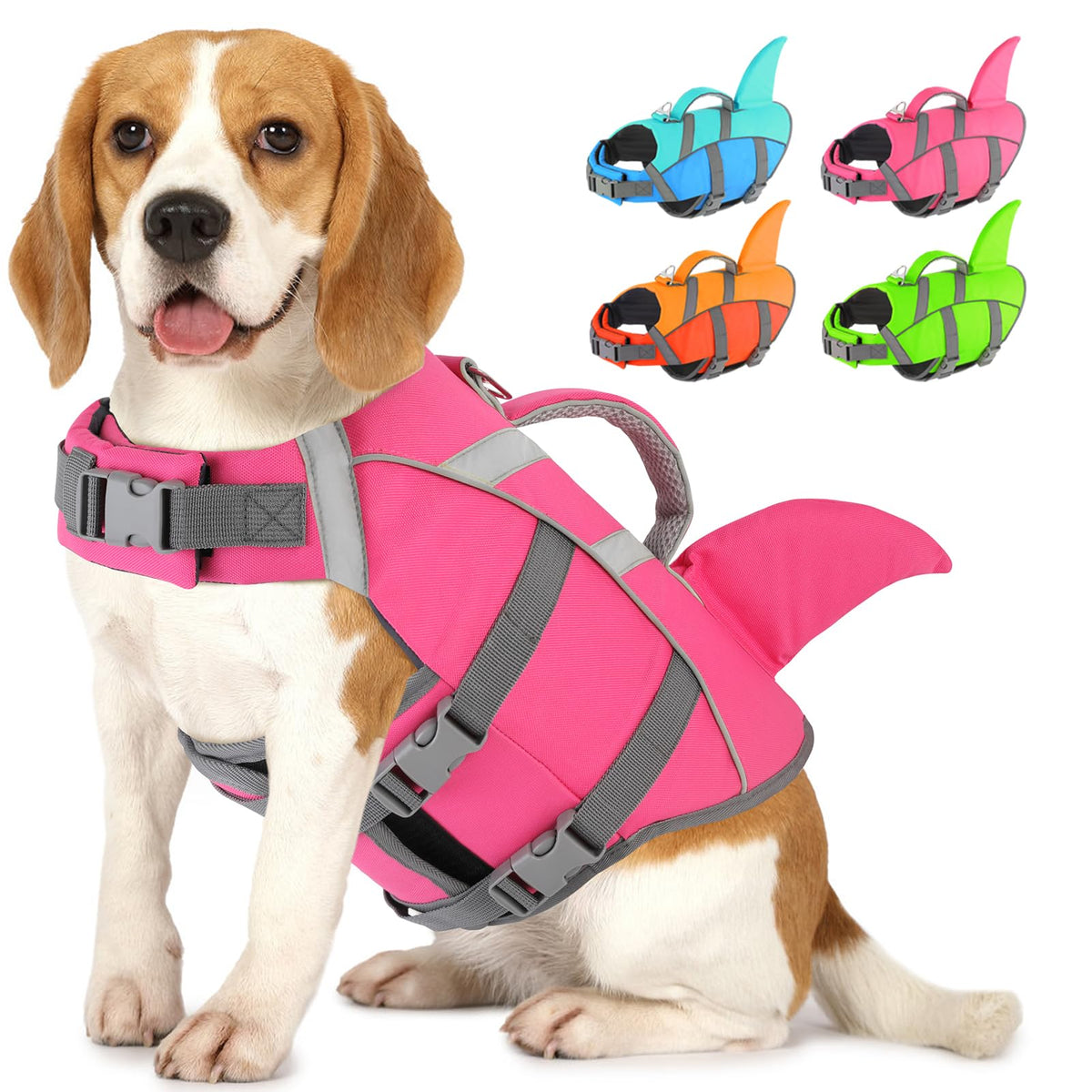 Doglay gilet sauvetage chien avec aileron de requin, visibilité accrue sur l'eau.