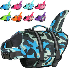 Gilet Doglay avec design réquin pour chien, parfait en piscine et haute visibilité.