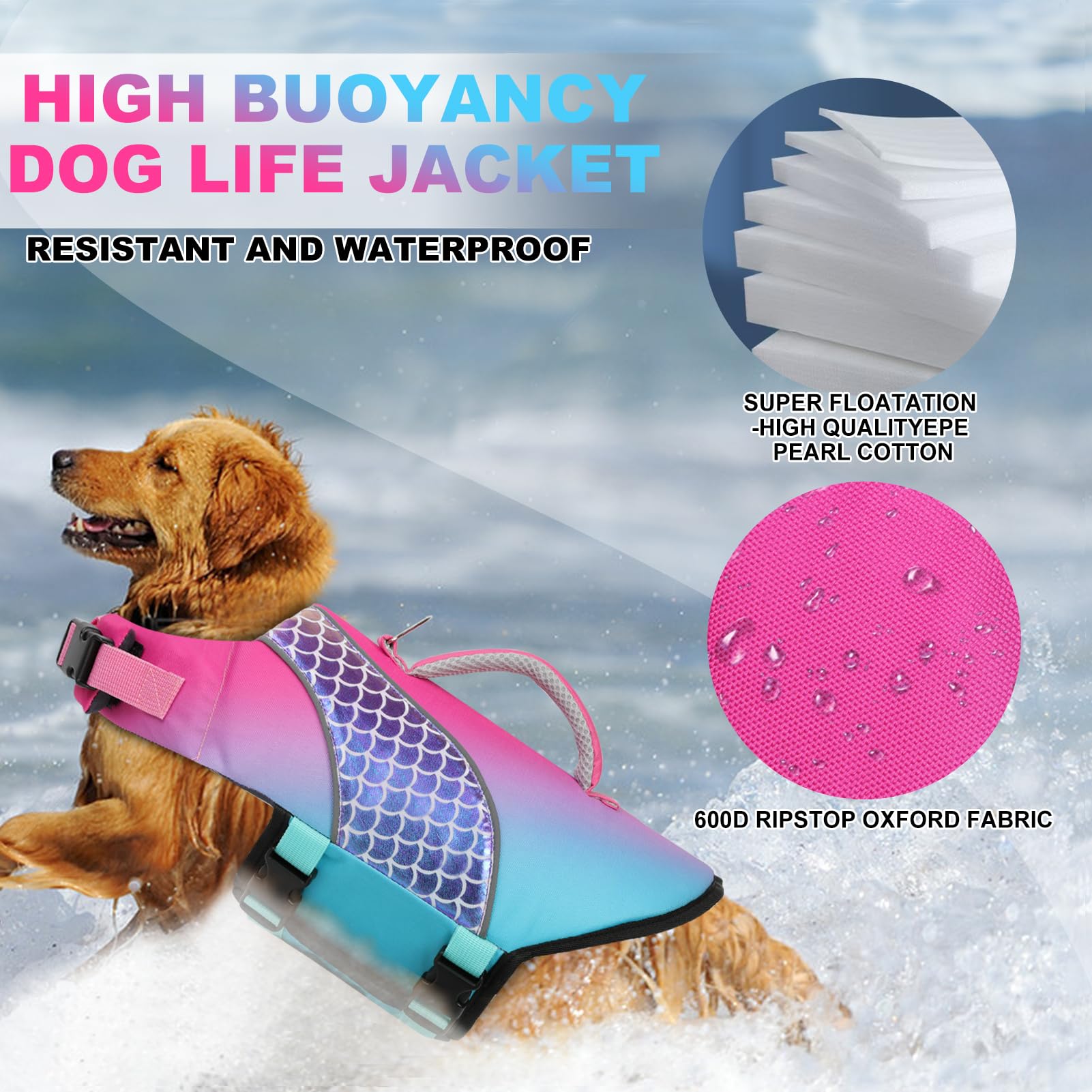 Gilet flottant Doglay ajustable pour chiens de toutes tailles et activités nautiques.