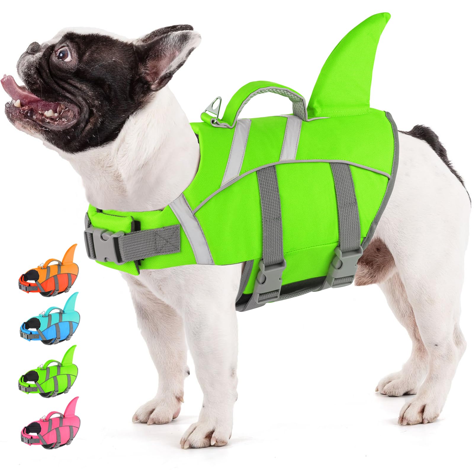 Doglay gilet sauvetage chien avec fin de requin pour meilleure visibilité.
