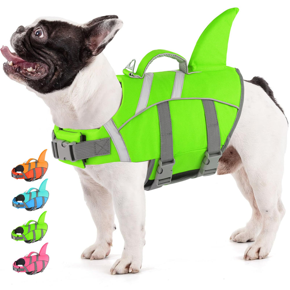 Doglay gilet sauvetage chien avec fin de requin pour meilleure visibilité.