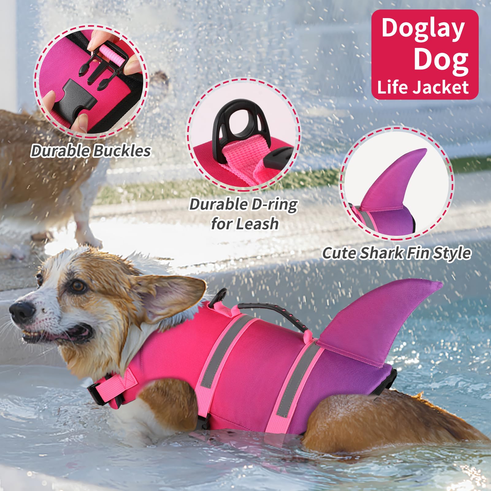 Doglay gilet sauvetage chien matériaux oxford, résistance et confort en eau.