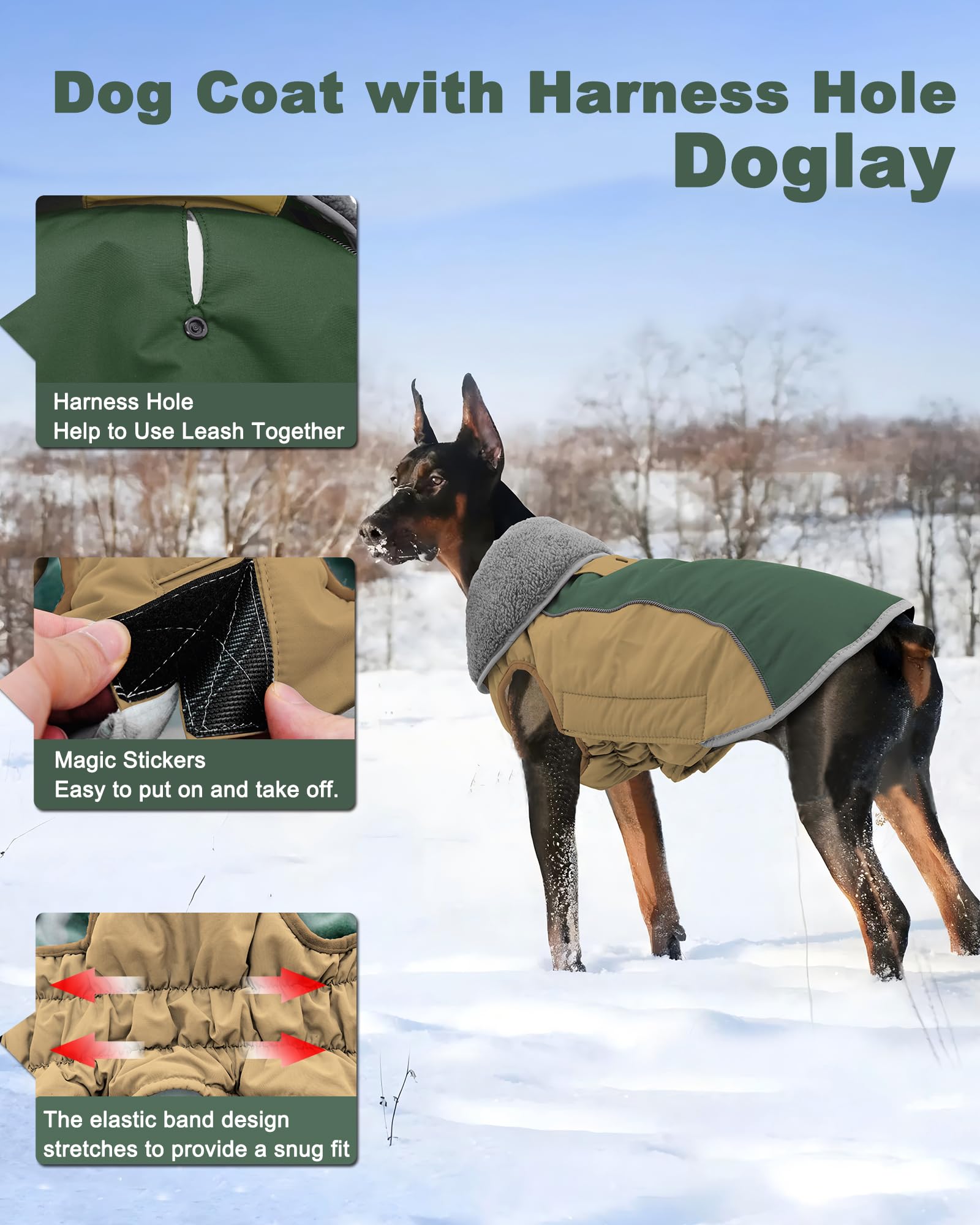 Doglay manteau chien bandes réfléchissantes pour sécurité nocturne.