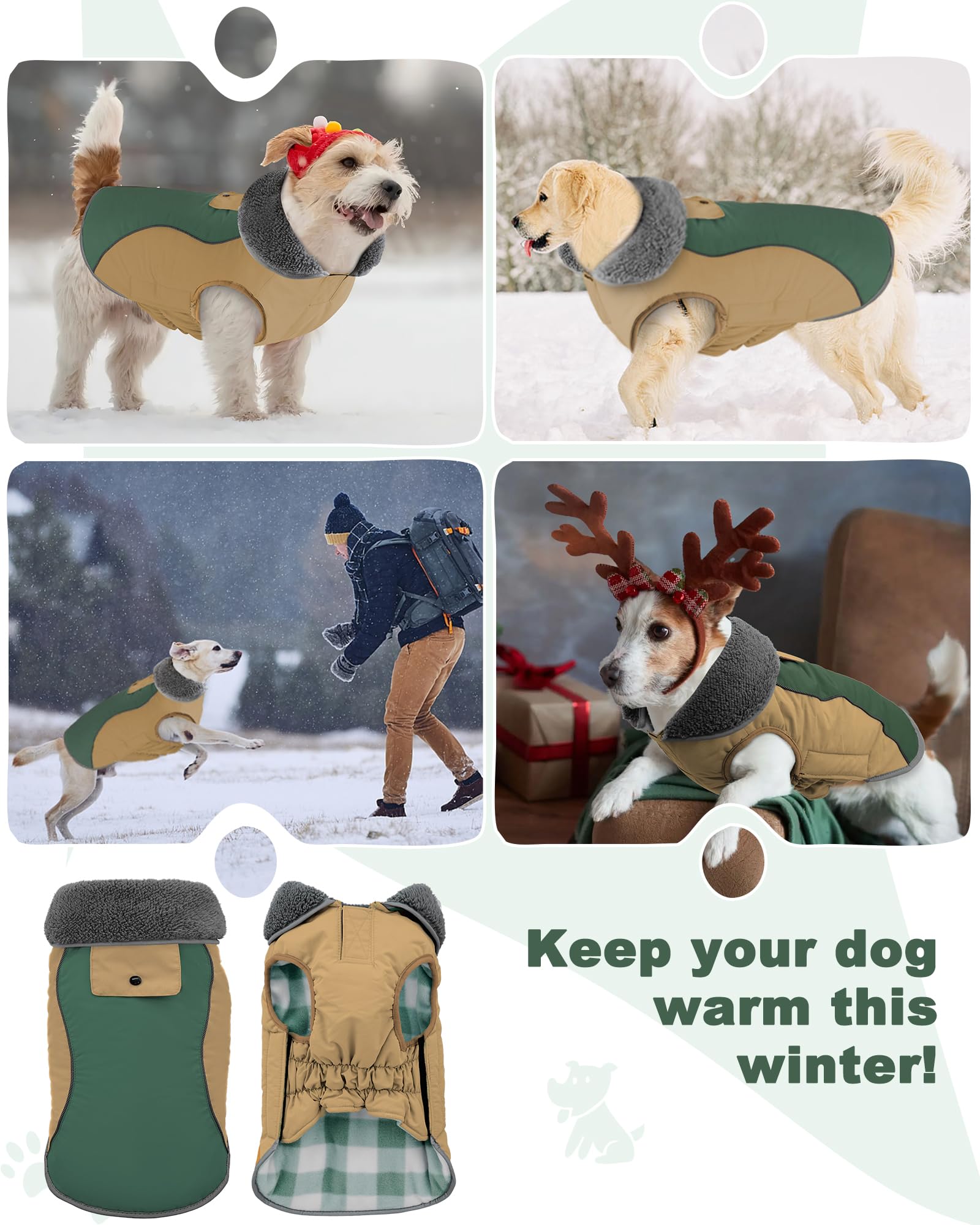 Doglay manteau chien col roulé douillet pour chaleur hivernale et confort.