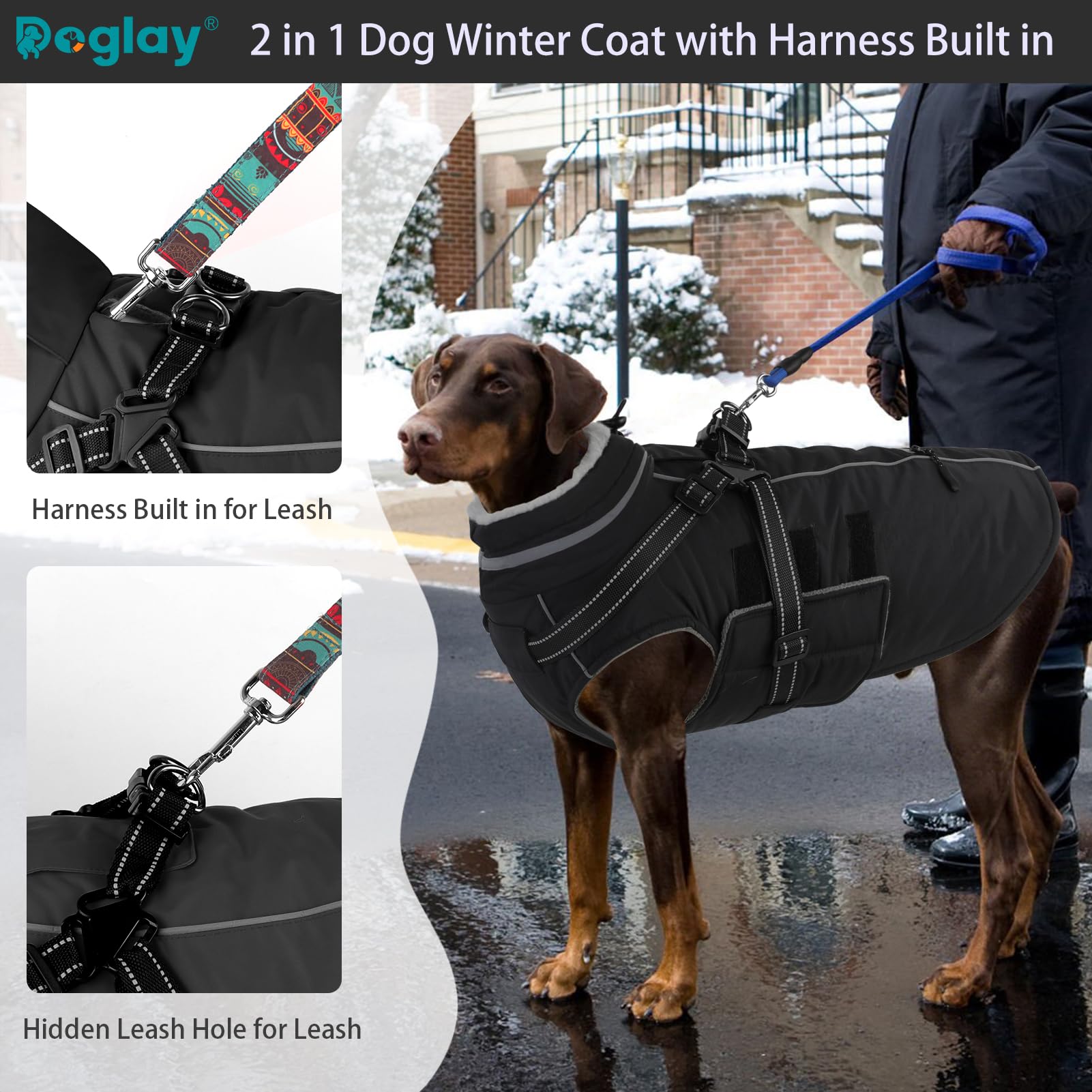 Doglay manteau chien imperméable avec poches pratiques pour les sorties pluvieuses