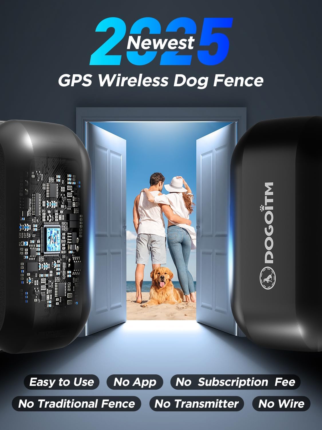 Collier ajustable DOGOITM 10–28 pouces pour un confort optimal.