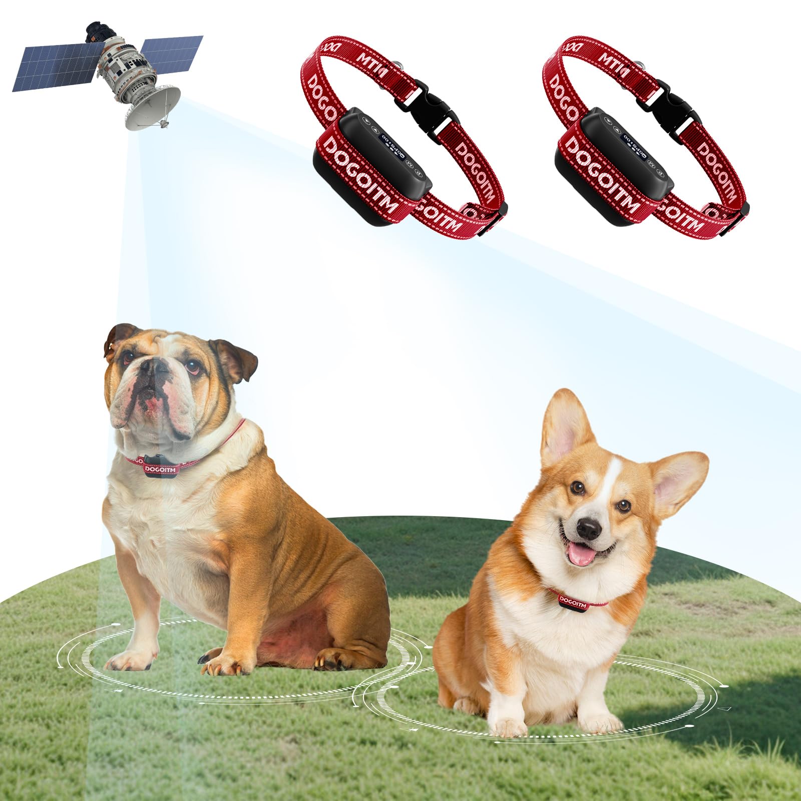 DOGOITM collier GPS sans fil délimitation précise pour deux chiens.