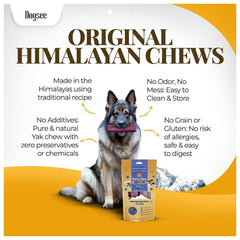 Dogsee friandises dentaires Yak myrtille – forme allongée facilitant une mastication continue.