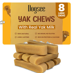 Dogsee Original Yak Chews vue avant du produit, texture durable pour la mastication.