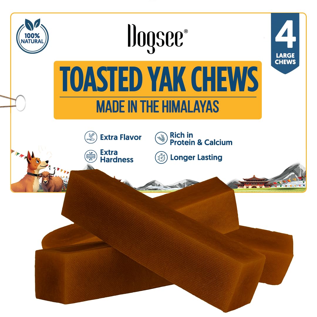 Dogsee Toasted Fromage Yak – bouchée dentaires grande taille pour mâcher longtemps.