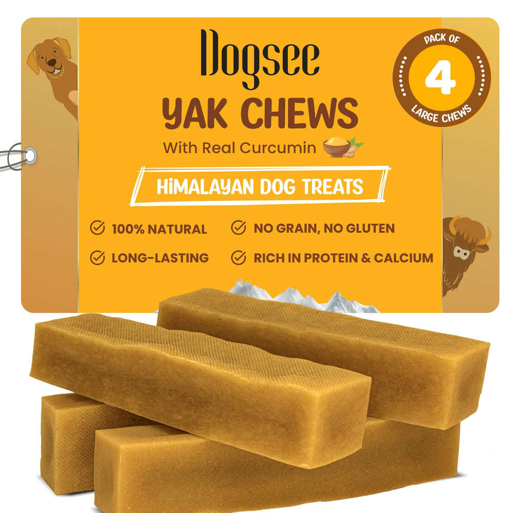 Dogsee Turmeric Yak Chews – grandes barres 1 lb, parfait pour les chiens de grande race.