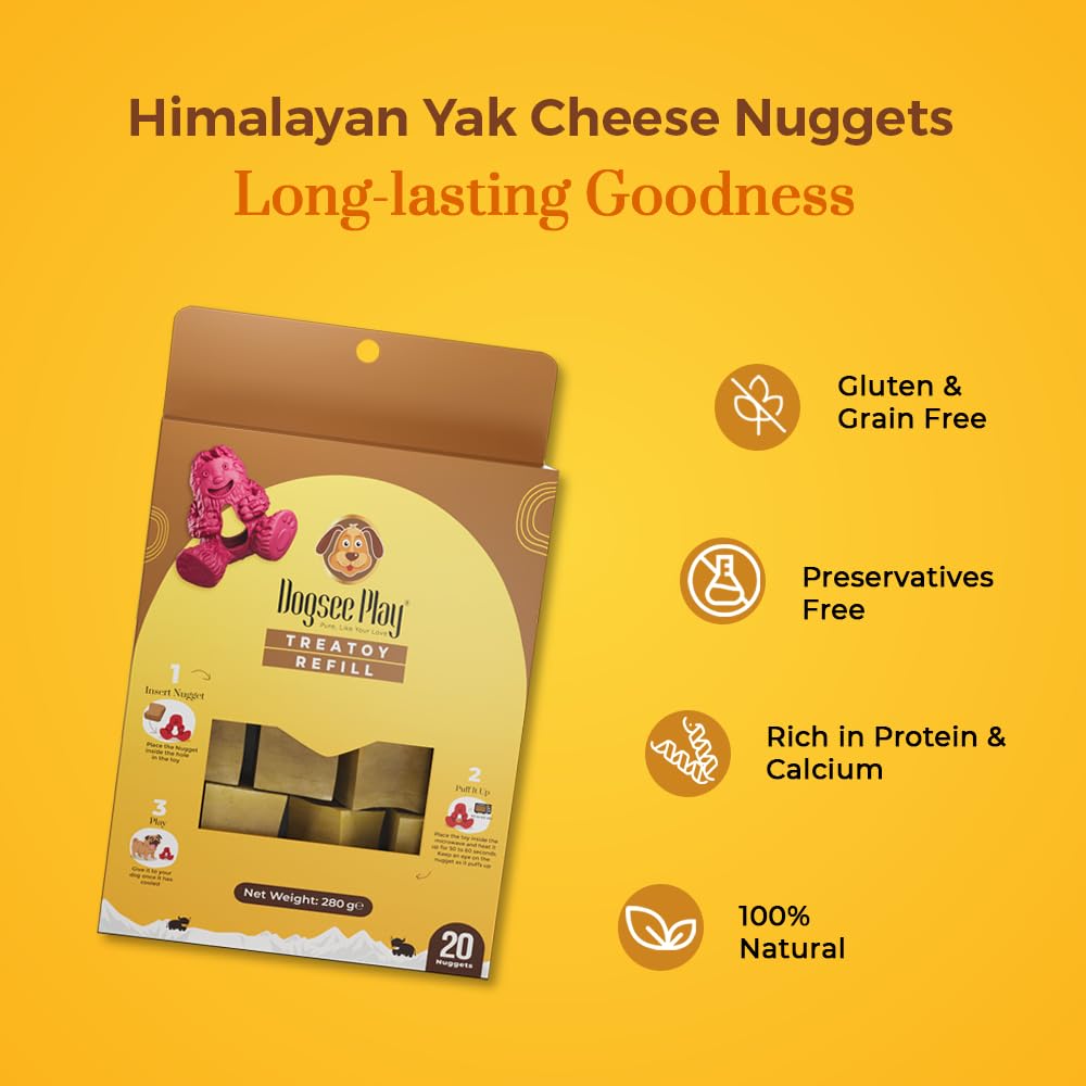Dogsee Yak Chews Nuggets dentaires : aides potentielles à l’hygiène buccale pendant le jeu.