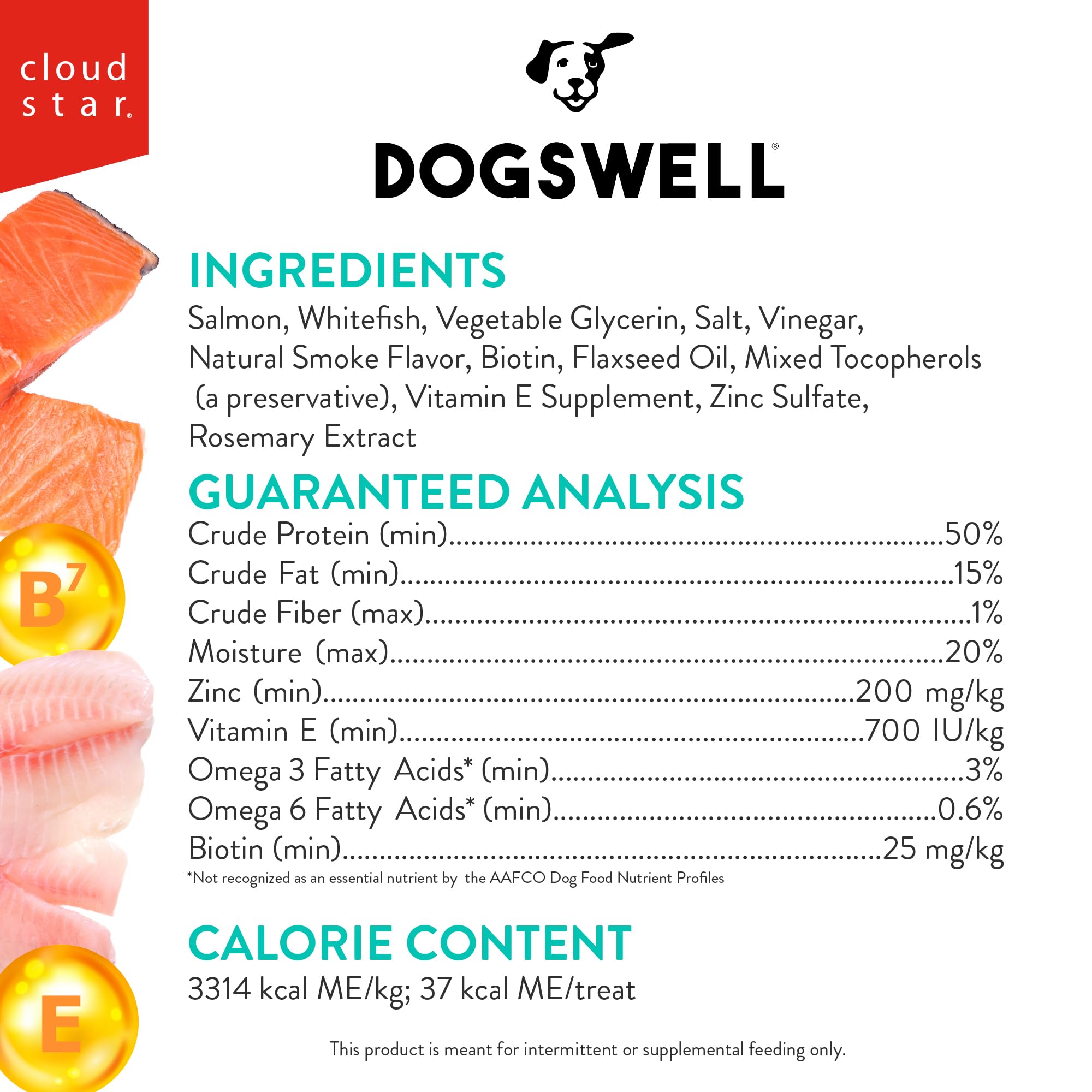 Dogswell jerky biotine et zinc pour peau et pelage.