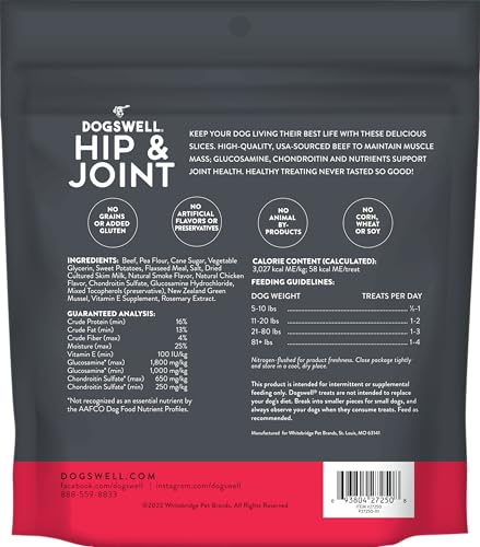 Dogswell boeuf source États‑Unis: bouchée protéinée pour les muscles et l’énergie.