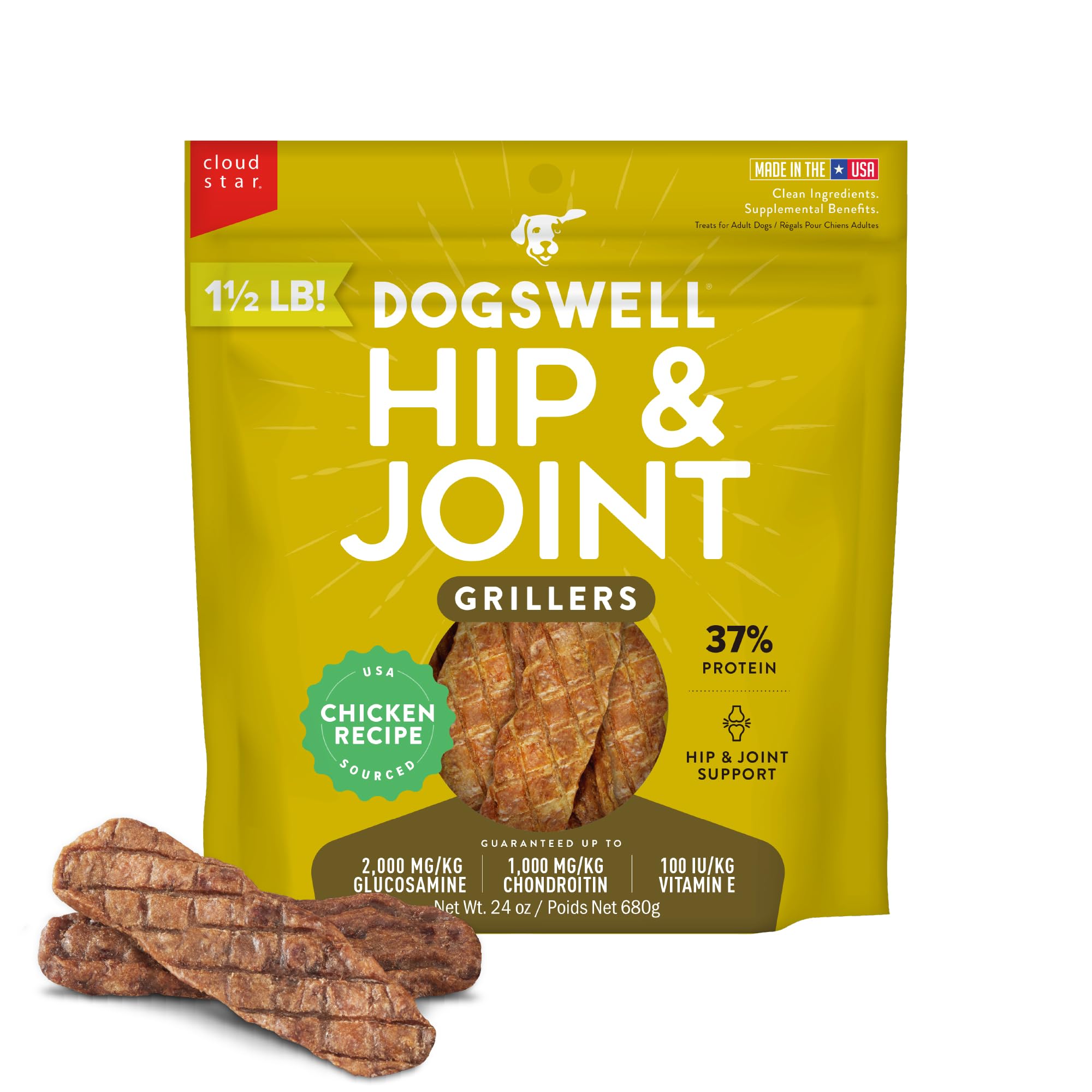 DOGSWELL friandises au poulet dans emballage pratique.