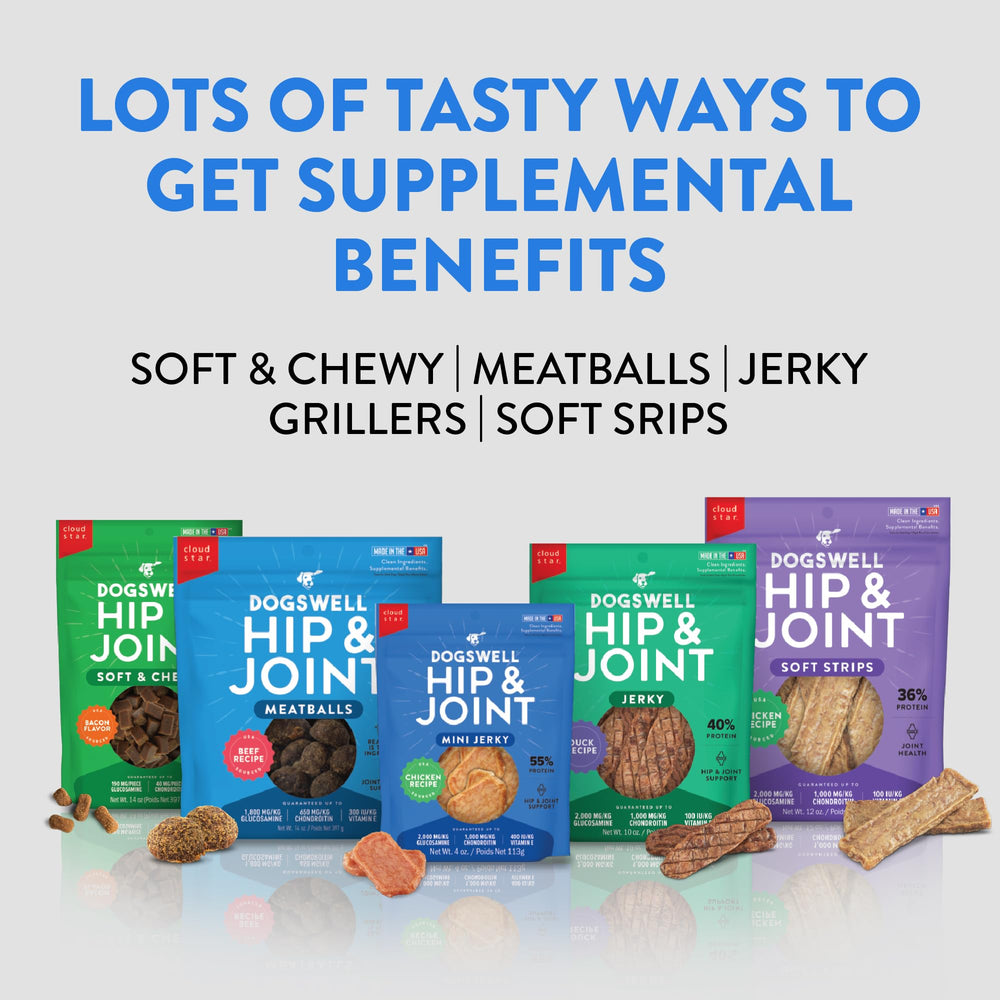 DOGSWELL glucosamine et chondroïtine inclus pour les articulations.