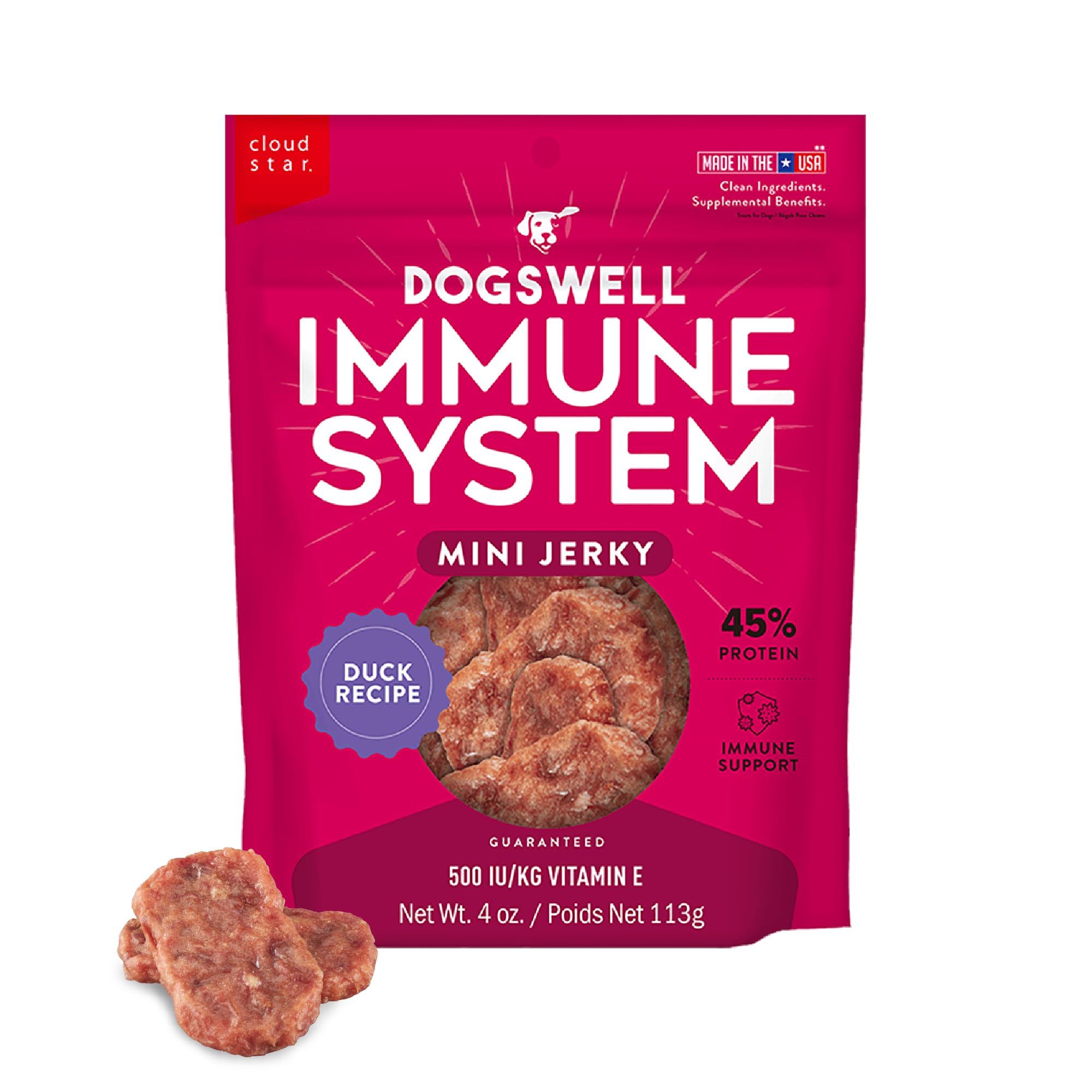 DOGSWELL Friandises Immunité et Défense, mini friandises sèches au canard.