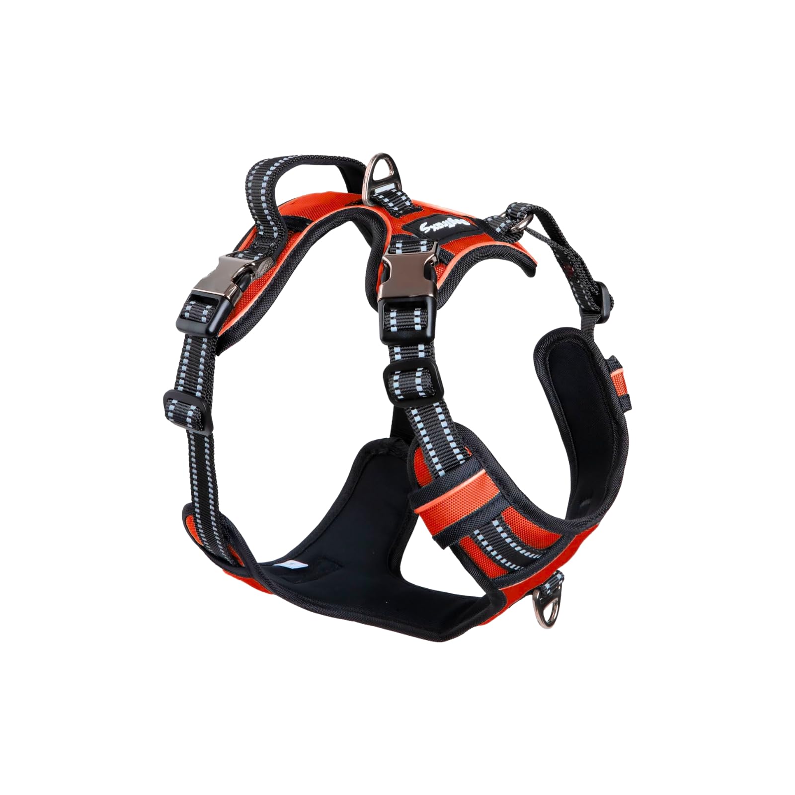 DogTraxs harnais rouge enfilage facile pour chiens actifs.