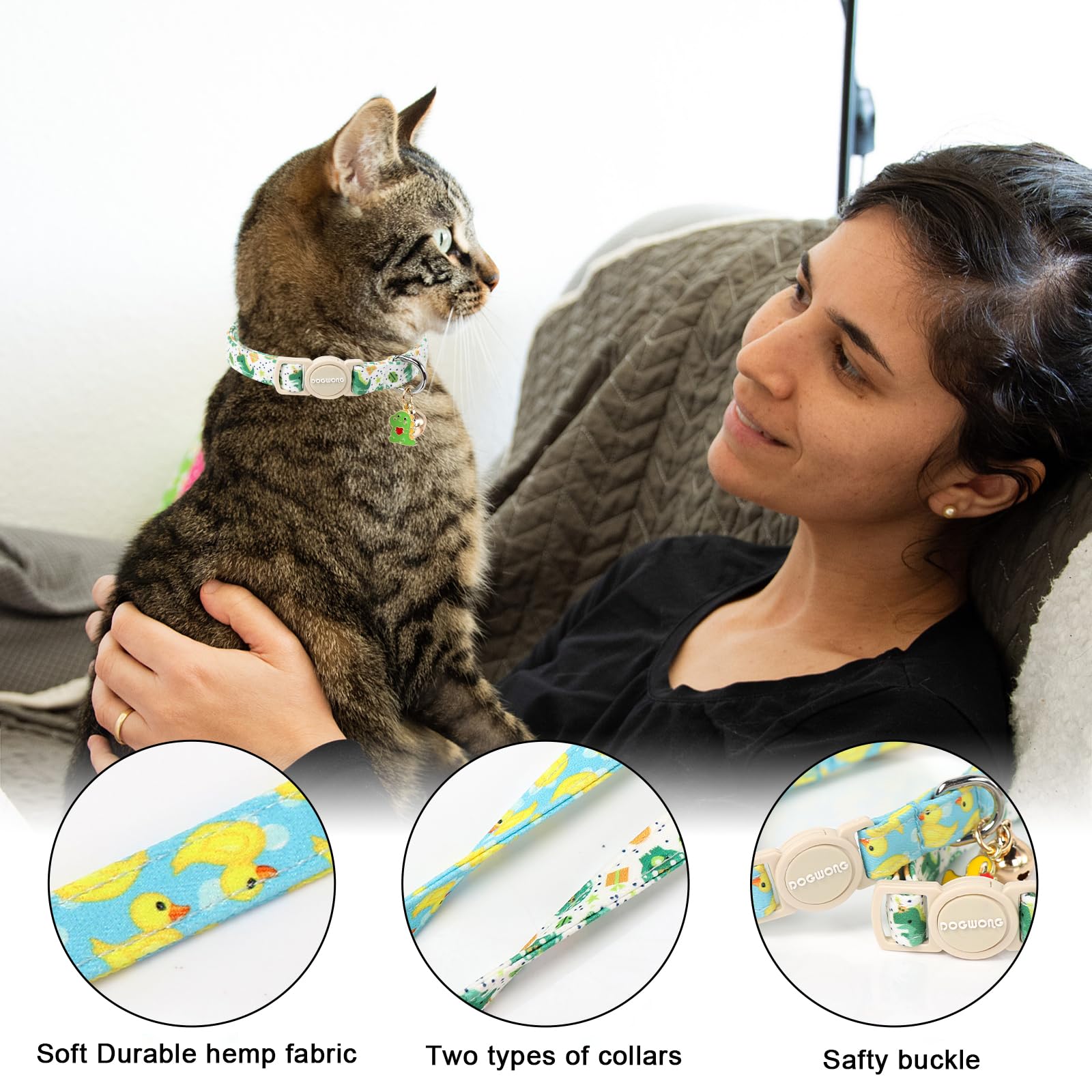 DOGWONG collier chat ajustable 7-12 pouces, ajustement précis pour un meilleur maintien.