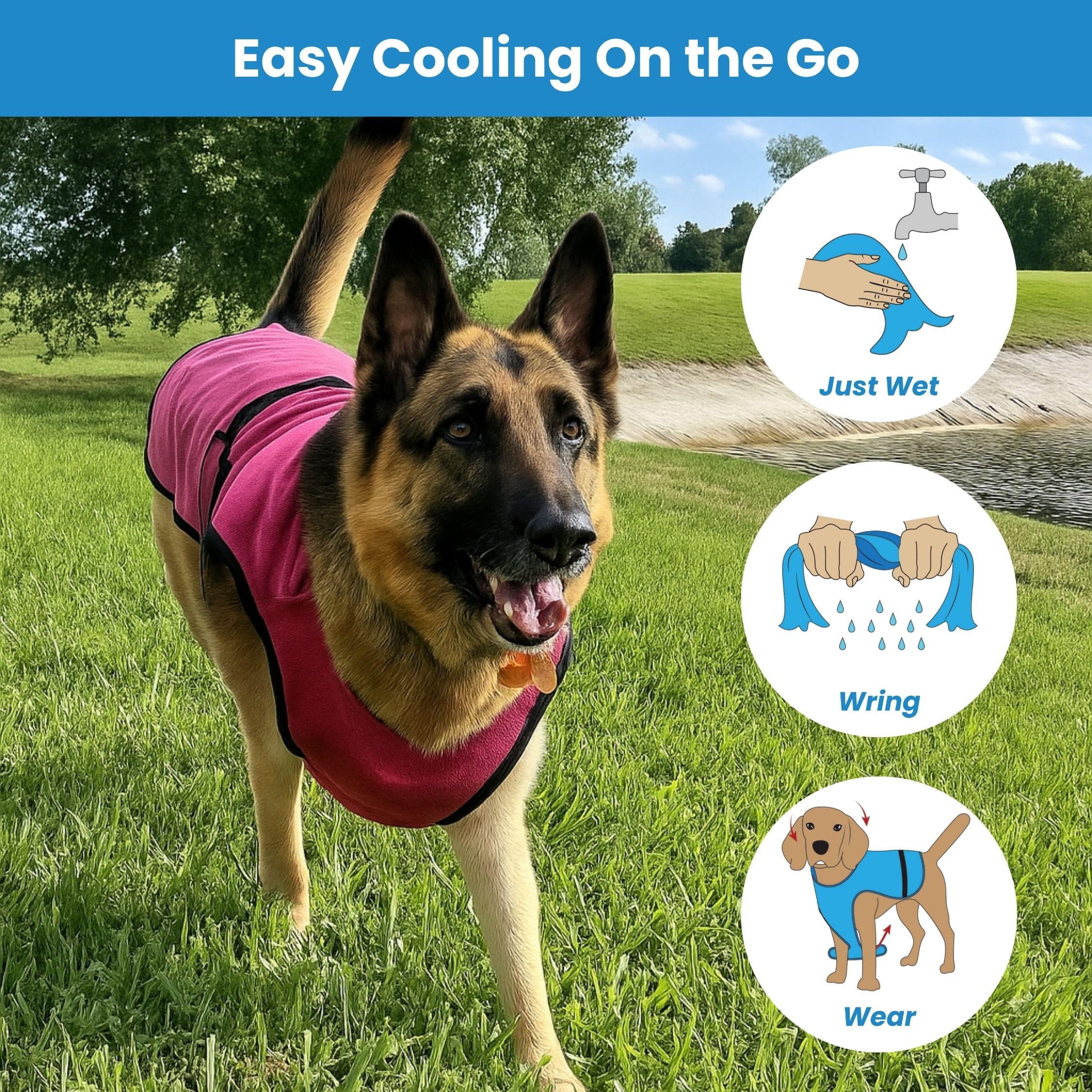 DOGZSTUFF gilet rafraîchissant pour chien - protection UV pour pelage clair