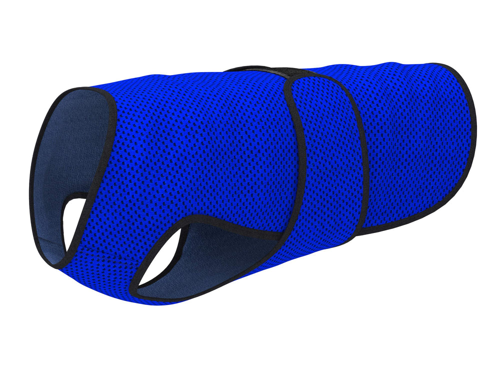 DOGZSTUFF gilet-refroidissant pour chien bleu sombre, rafraîchit rapidement lors des sorties.