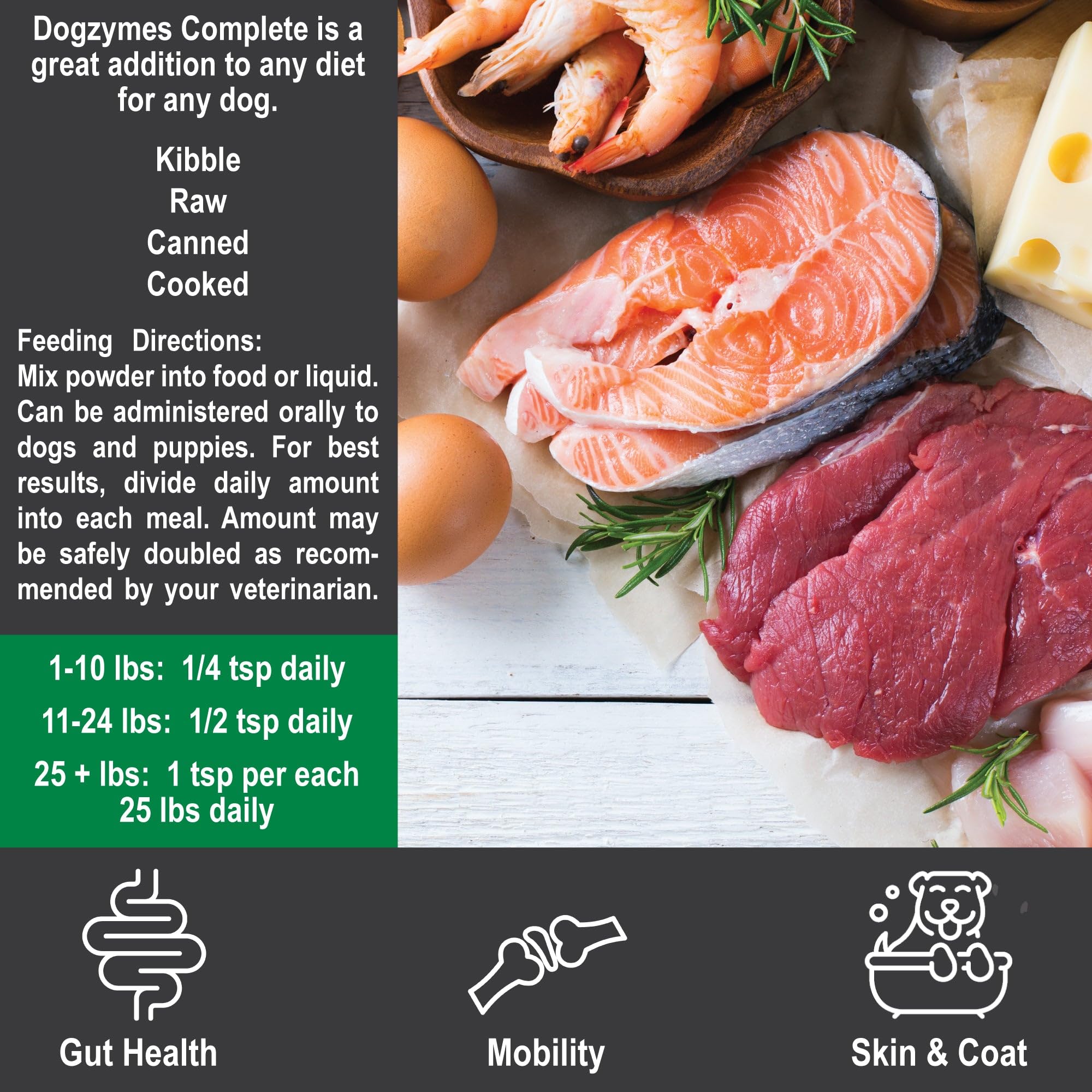 Dogzymes Complete – enzymes digestives pour optimiser l’absorption des nutriments.