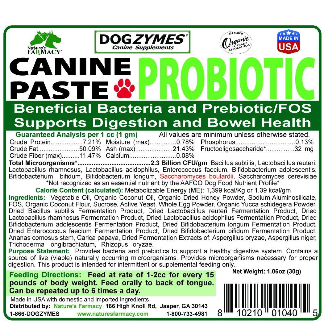 Dogzymes Canine Probiotic Paste, texture crèmeuse facile à appliquer.