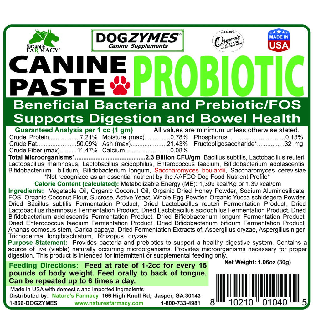 Dogzymes Canine Probiotic Paste, texture crèmeuse facile à appliquer.
