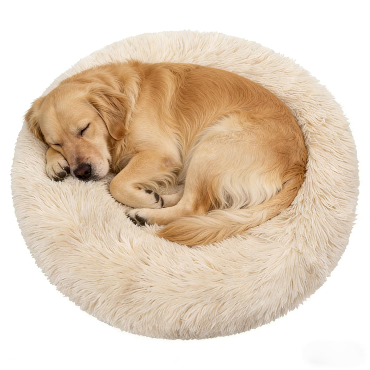 Lit donut apaisant Doimier pour chien, soutien de la tête et sécurité.