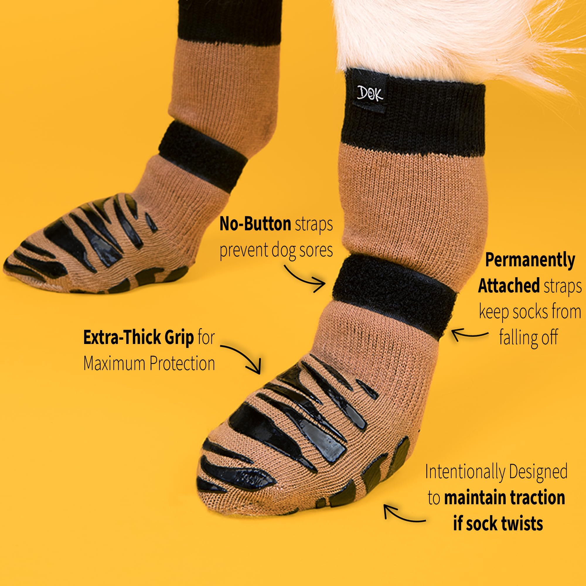 DOK TigerToes montrant grip renforcé même en torsion.