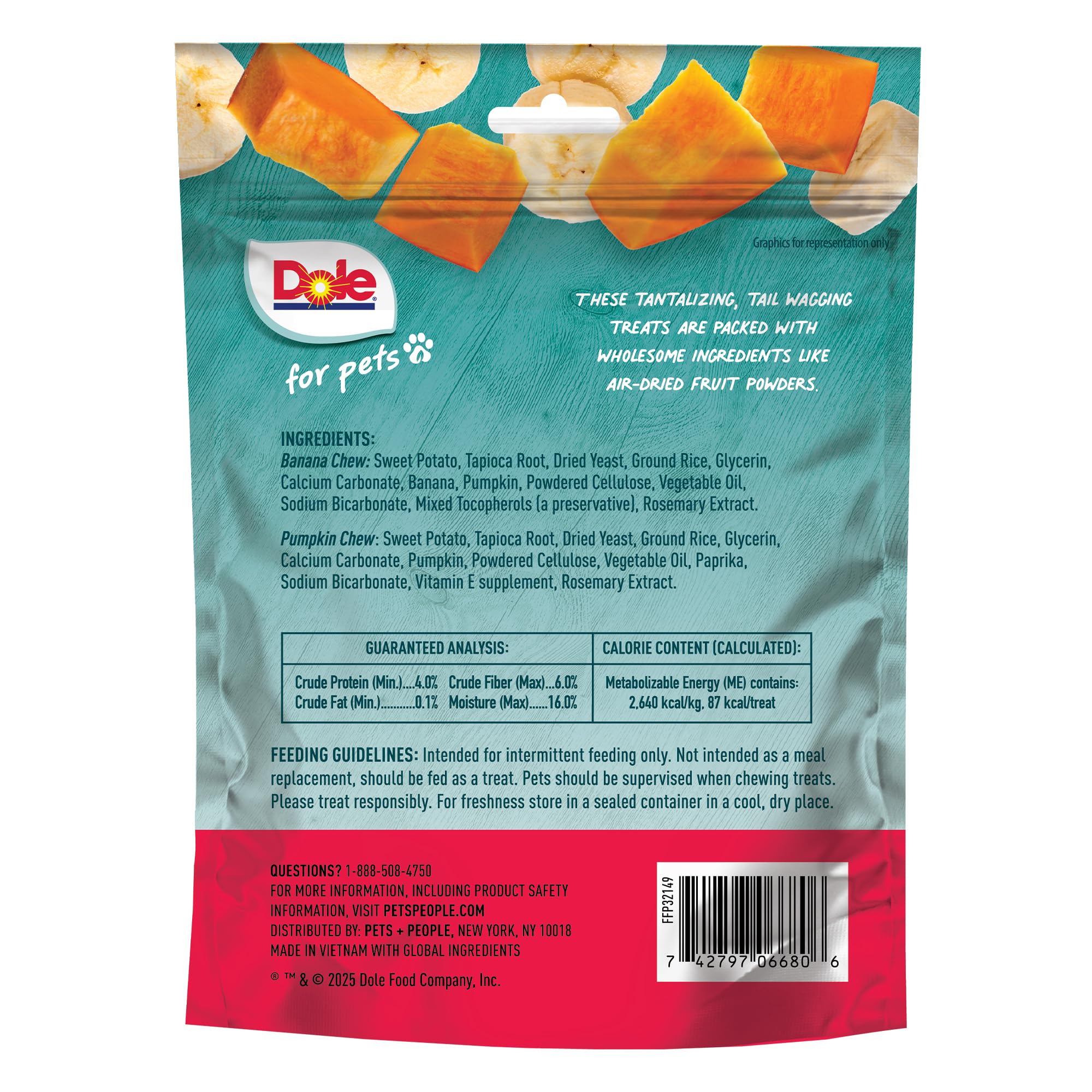 Ingrédients véganes sans produits animaux dans les friandises Dole pour Animaux.