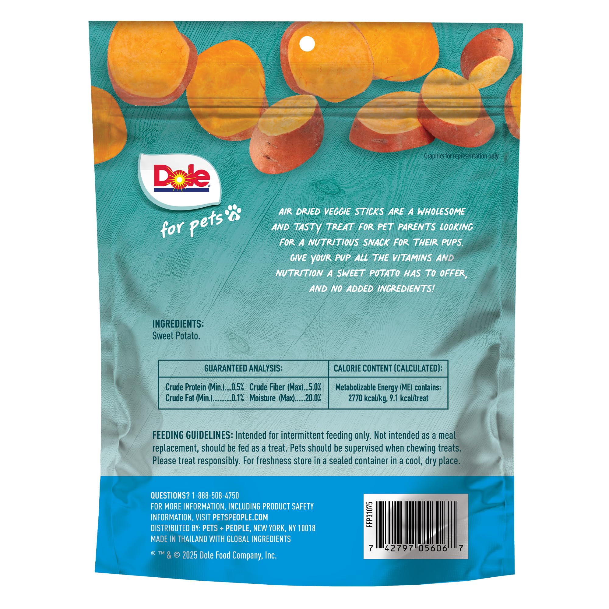 Dole pour Pets collation végétale patate douce : adaptée à un régime végétal.
