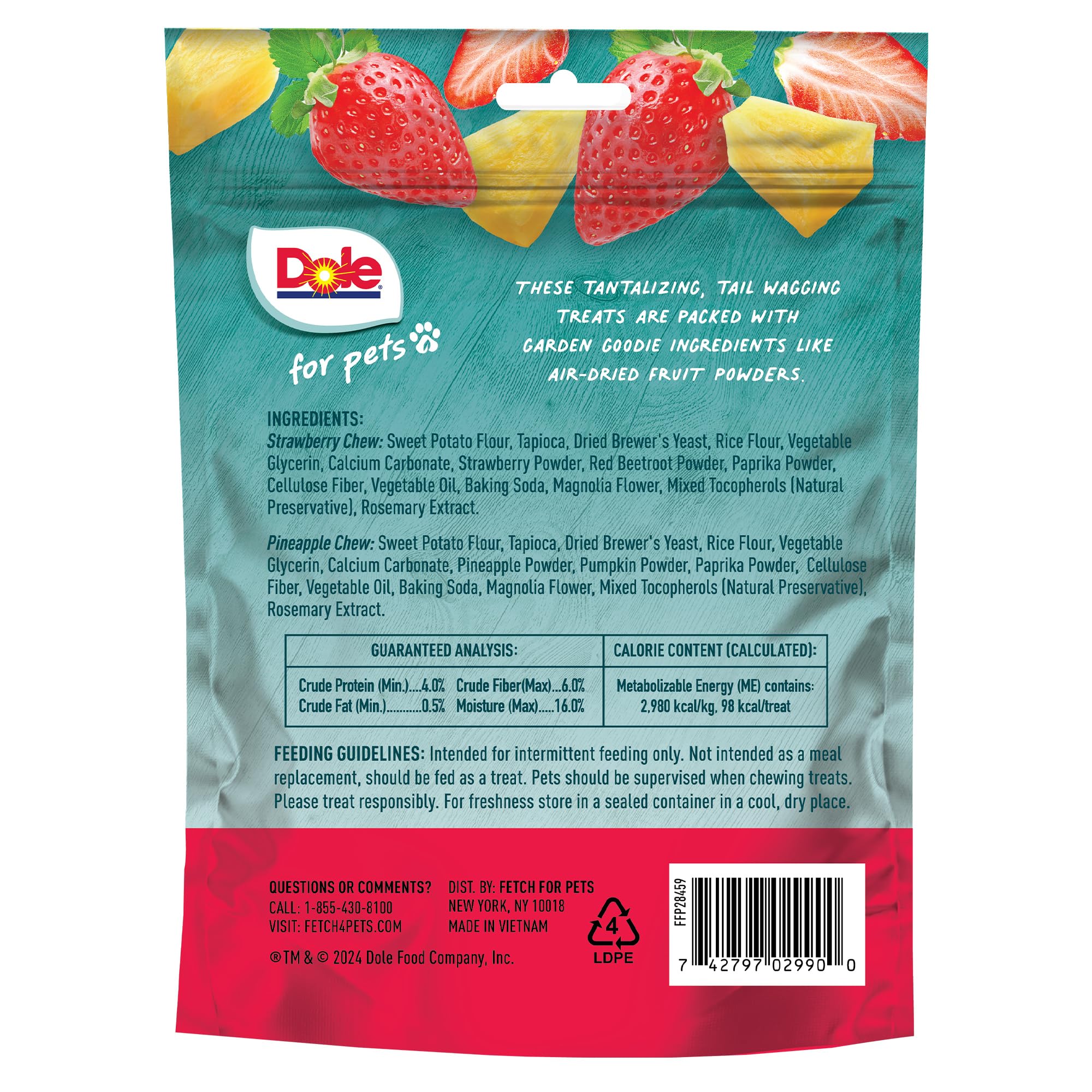 Dole Pour Pets : sachet refermable pratique pour le rangement et les sorties.