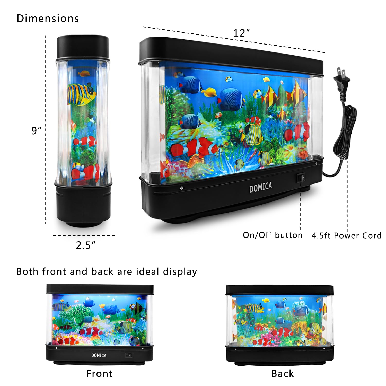 DOMICA mini aquarium artificiel, décor polyvalent et relaxant
