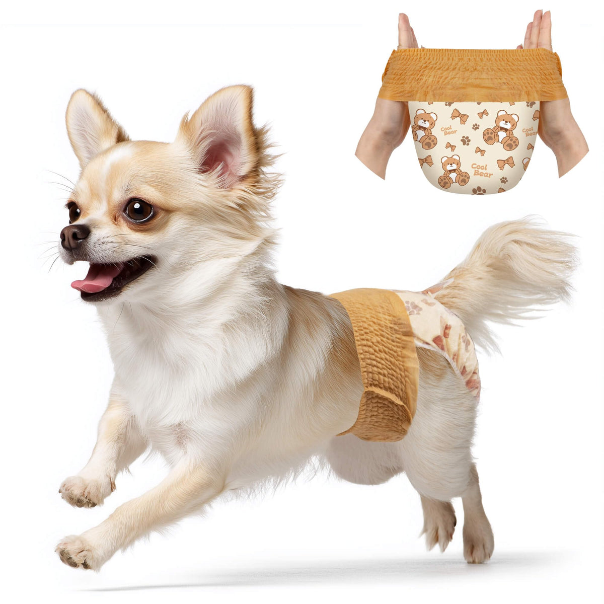 Couches Dono pull-up 360° élastique, maintien sûr pour chienne femelle.