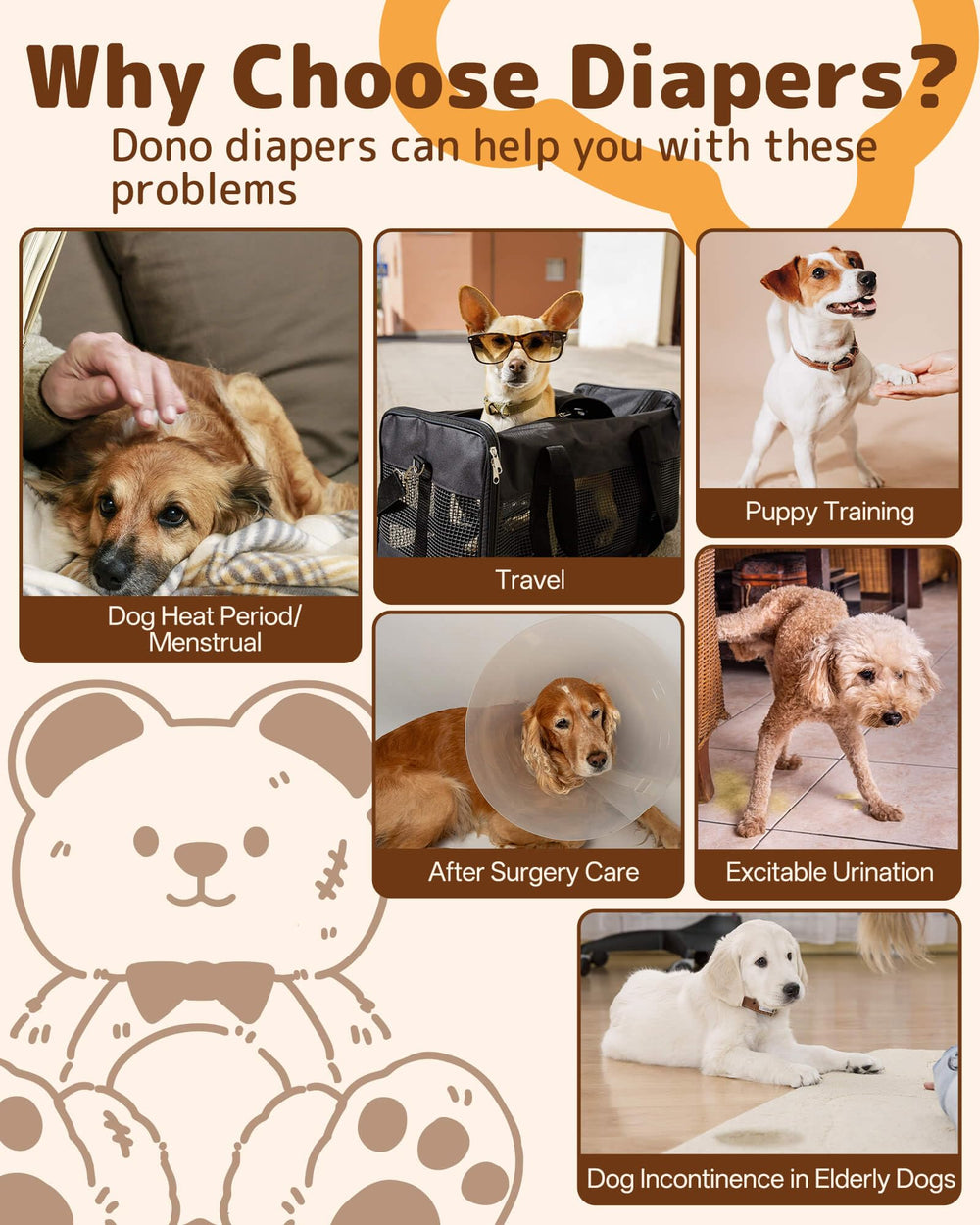 Dono couches-chien femelle usage quotidien propreté à la maison ou en voyage.