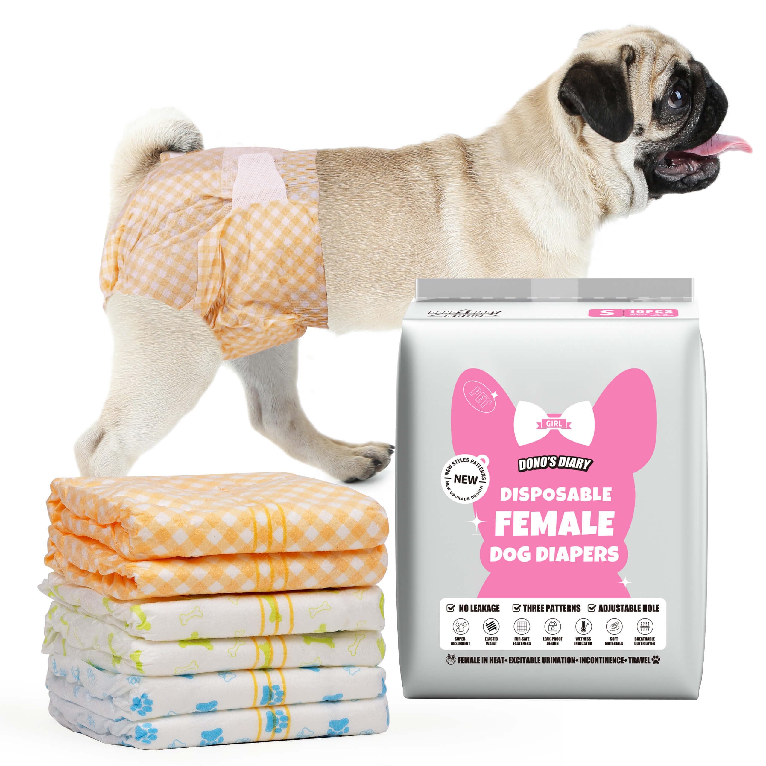 Dono couches femelles pour chien, absorbantes et confortables.