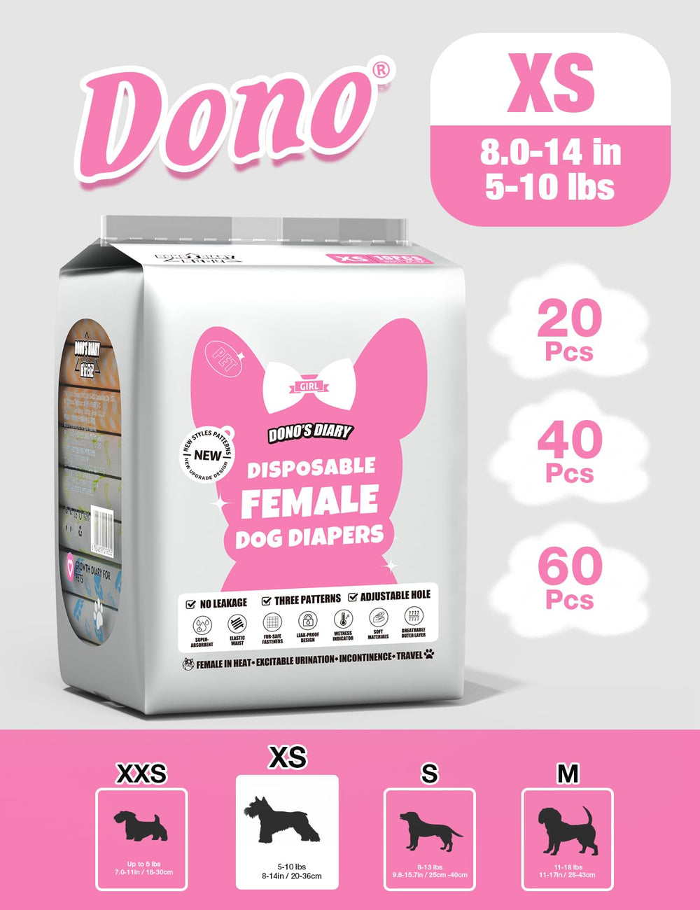Bords élastiques anti-fuites des couches Dono pour sécurité.