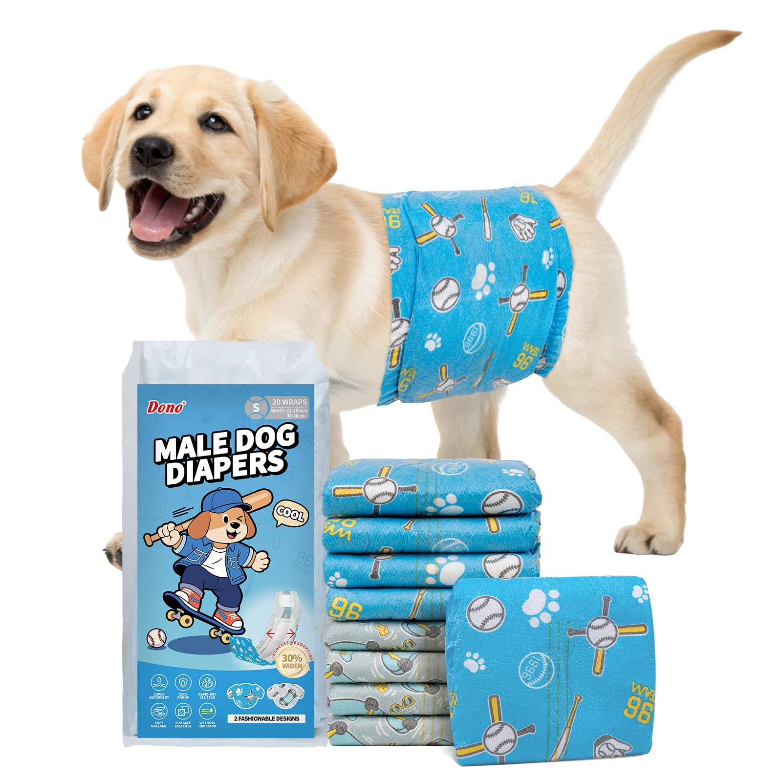 Dono couches mâle chien, design 2-en-1 baseball, tendance et pratique.
