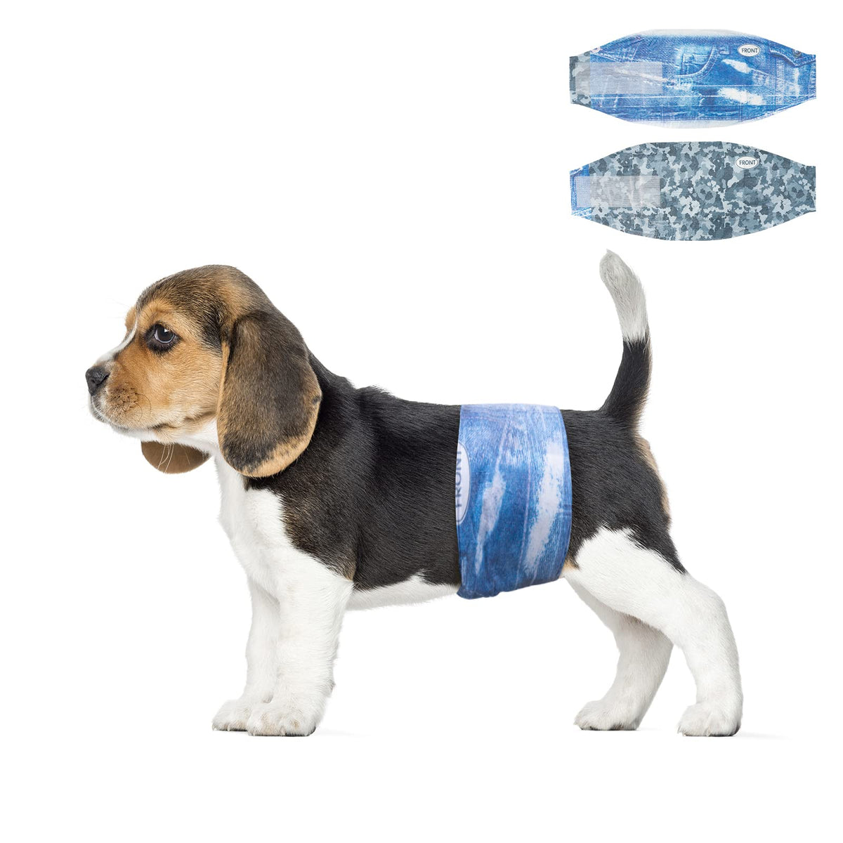 Couches Dono pour chien mâle au design camouflage, pratique lors des sorties.