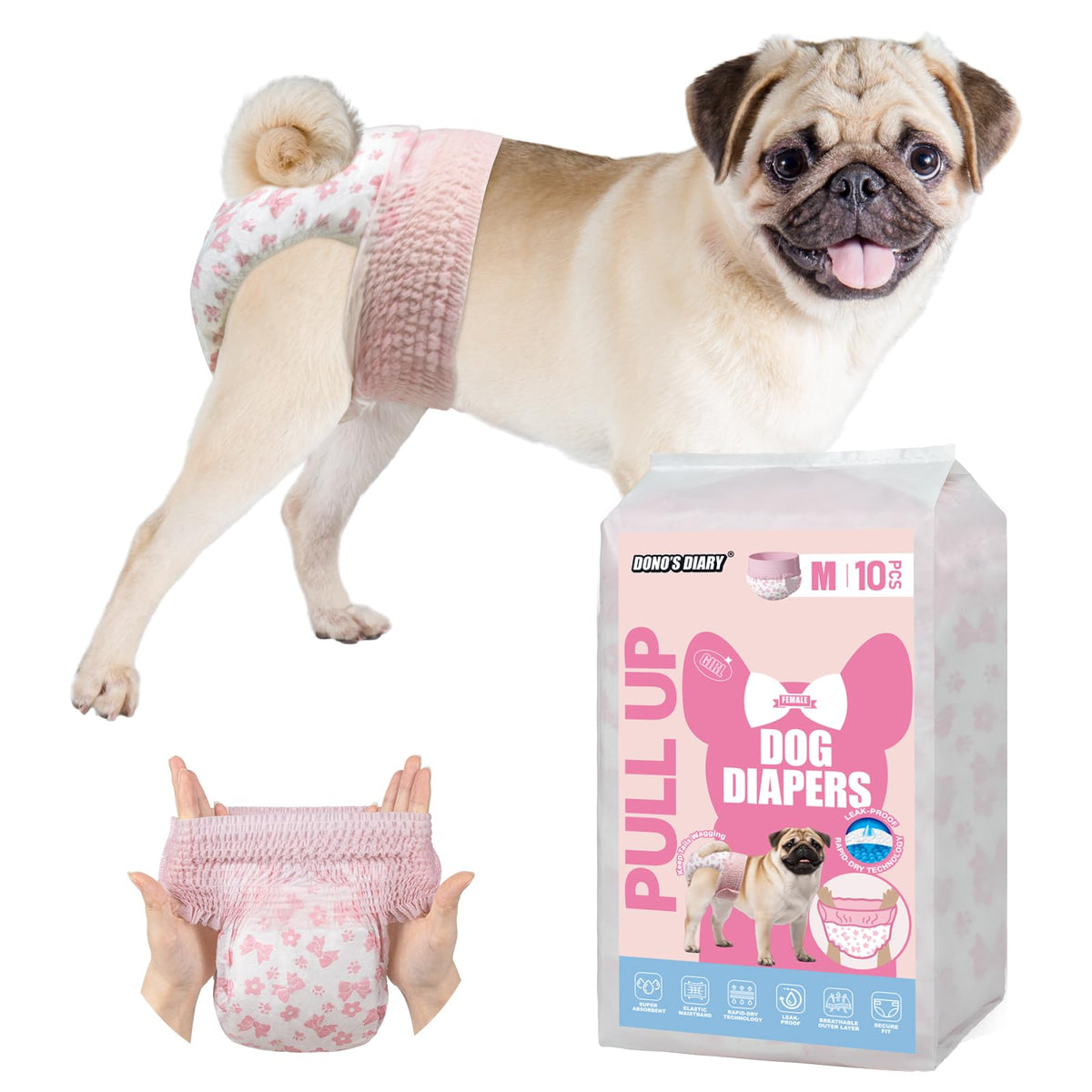 Dono couches-pour-chien emballage du produit, facile à repérer et stocker.