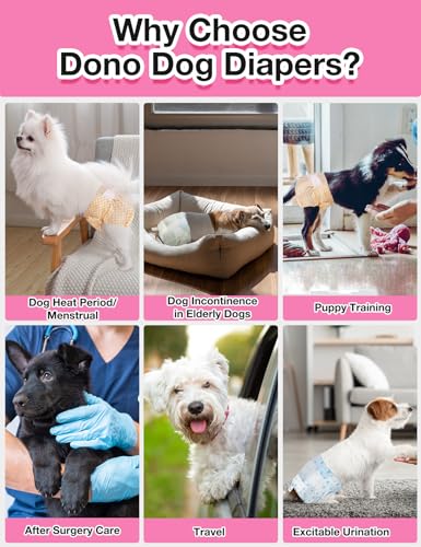 Trois motifs mignons Dono pour couches adaptées à plusieurs animaux.