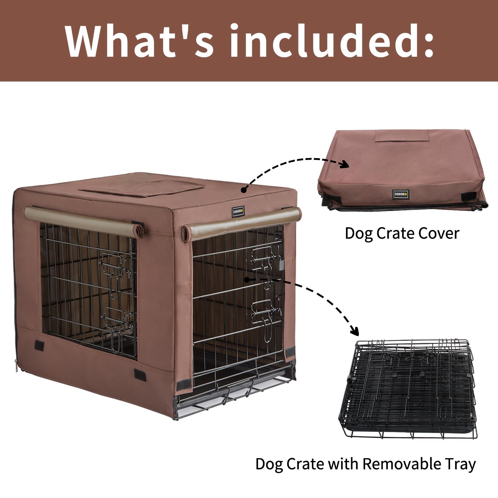 DONORO caisse chien avec housse tissu 600D, nettoyage aisé.